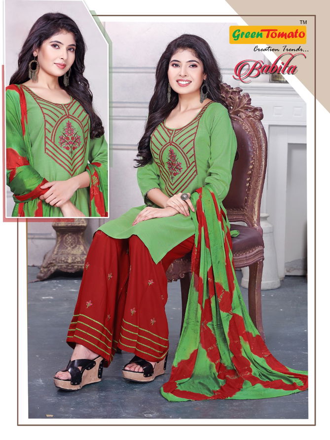 Green Tomato Babita Rayon Printed Daily Wear Ready Made Collection